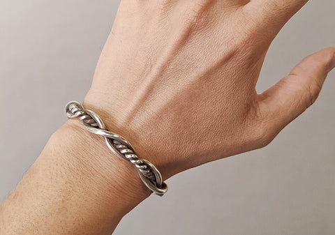 Braided Plain and Twisted Wire Bangle