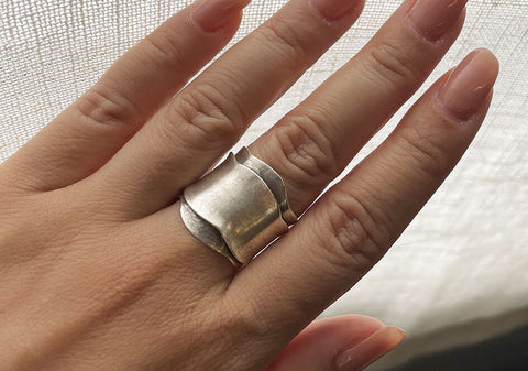 Organic Shaped Silver Ring