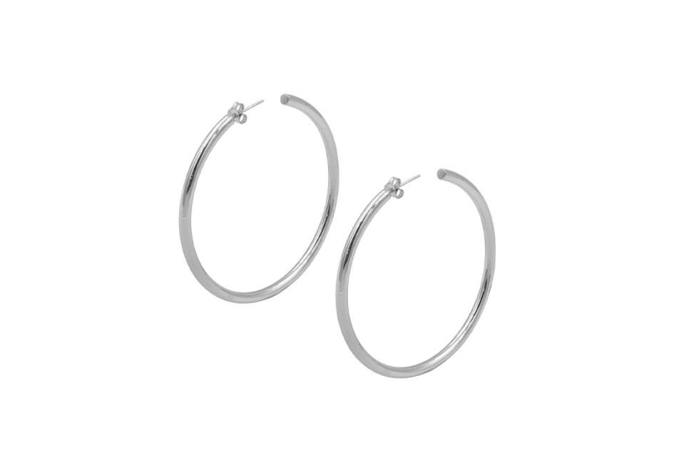 Classic large thick hoops over white background