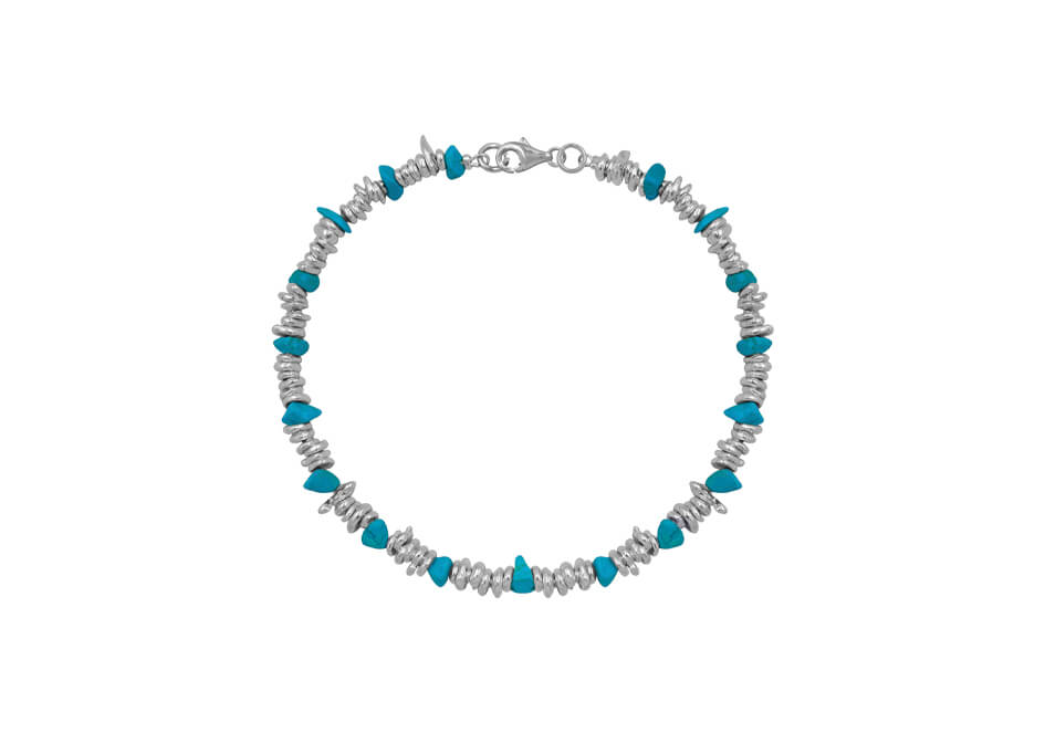 Irregular beads stackable beach anklet from Hill to Street over a white background
