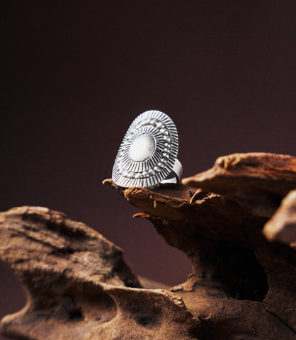 Silver boho ring