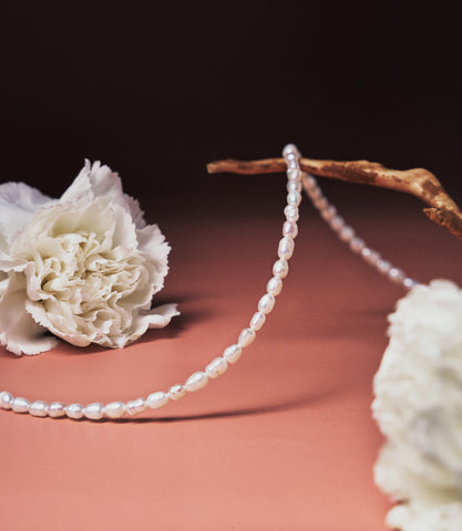 The Mireya Pearl Necklace featuring softly irregular pearls with a 925 sterling silver clasp.