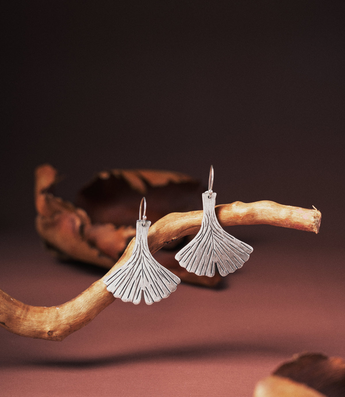 Gingko leaf drop earrings